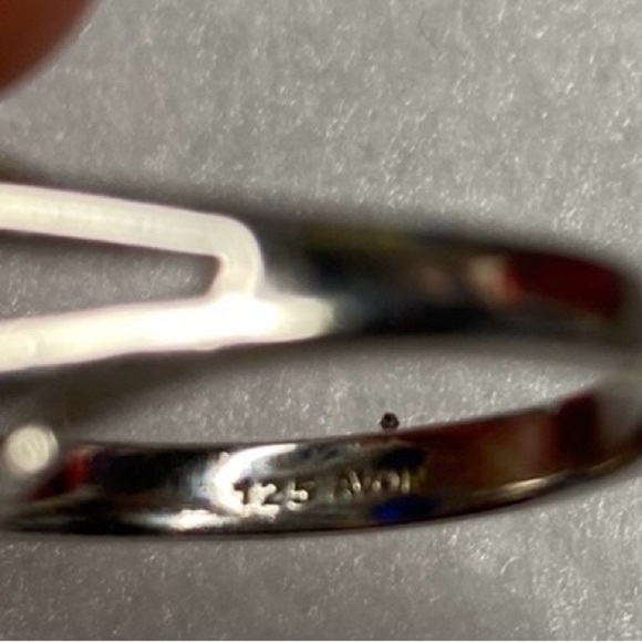 Avon 125th Anniversary Princess Faux Sapphire and CZ Ring Silver tone Size 9 - Picture 7 of 8